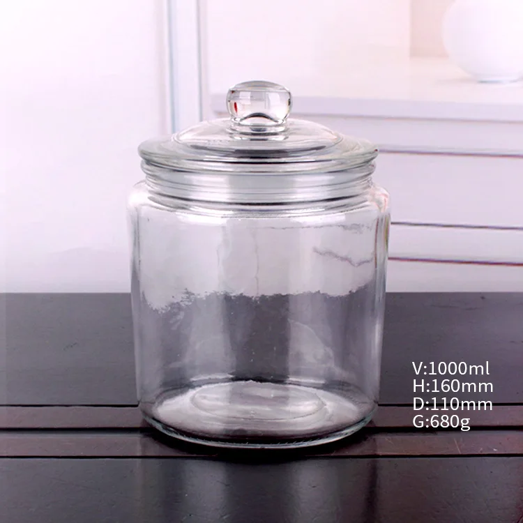 Kitchen 1liter 2 liter 4L 6L 8L large capacity food storage glass container with glass lid