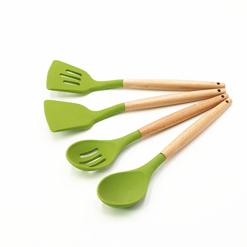 Eco-Friendly silicone head with wood handle kitchen wooden spoon set and wooden spatula
Eco-Friendly silicone head with wood handle kitchen wooden spoon set and wooden spatula