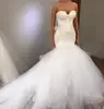 Luxury Dubai Black Girls African Bridal Gowns Mermaid Lace Wedding Dresses 2019 Spaghetti Strap Ruffles Sequined Wedding Gowns