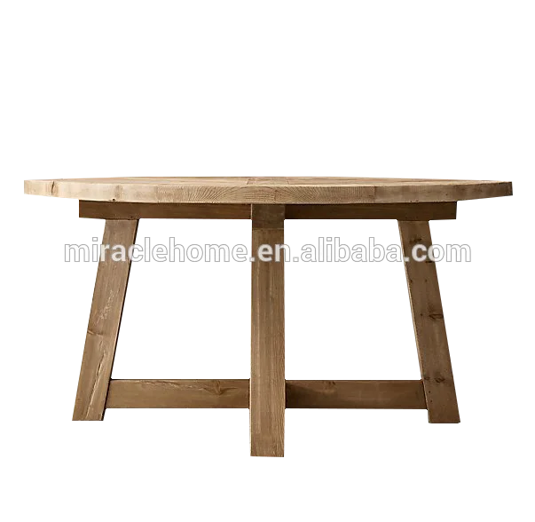 Antique RH style cross leg solid oak wooden restaurant dining table