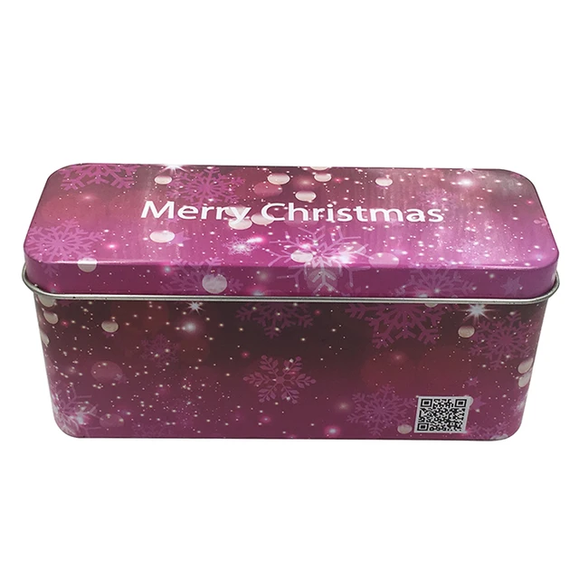 vintage rectangular merry christmas gift biscuit cookie tin box