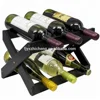 Natural Bamboo Foldable Countertop Wine Rack 6-Bottle Bamboo Wine Bottle Holder (Black)
