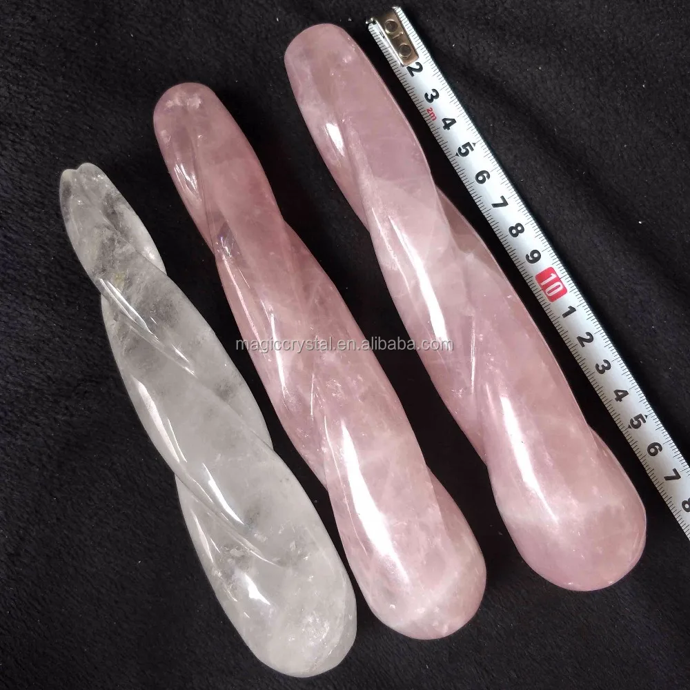 Tallado de cristal de cuarzo rosa natural consolador grande pene falso en las mujeres sexo de la Vagina