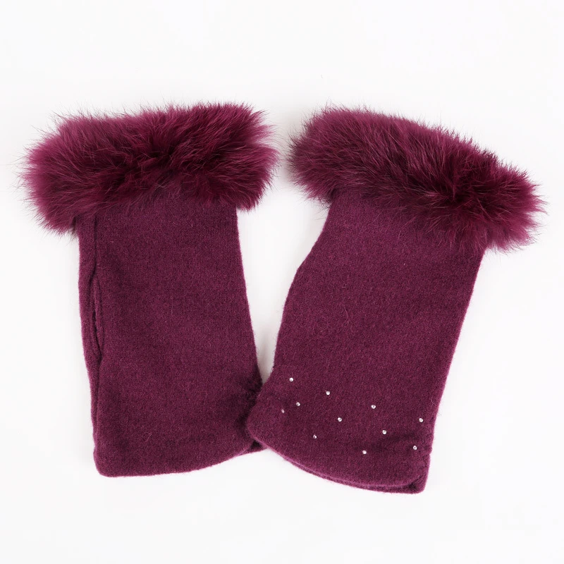 Custom Winter Mittens Fashion Short Ladies Sexy Black Faux Fur Fingerless Gloves