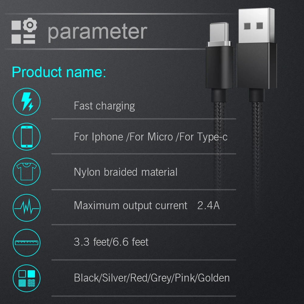 Original high quality fast charging micro usb cable for iphone 6 charger cable with usb led light magnetic usb cable - ANKUX.COM