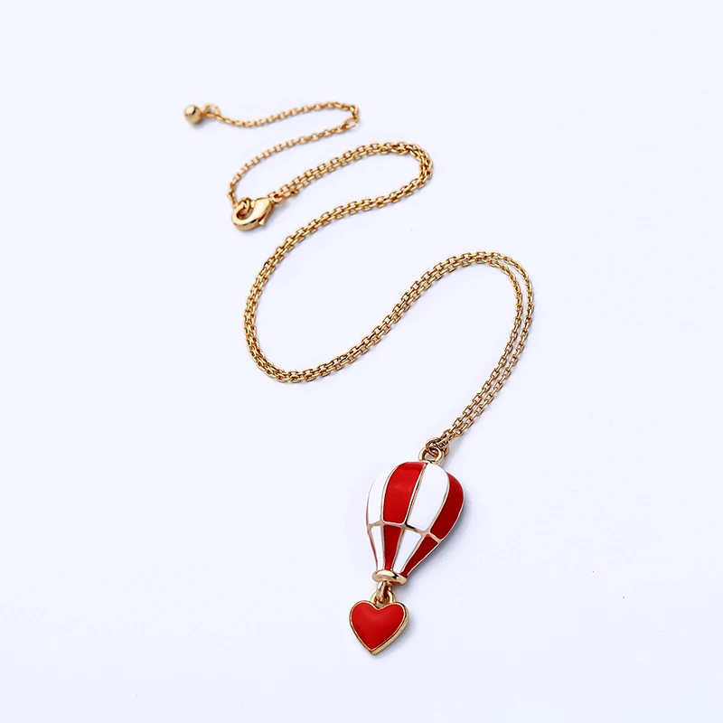 xl00296c Girls Red White Balloon Heart Enamel Pendant Gold Necklace 
xl00296c Girls Red White Balloon Heart Enamel Pendant Gold Necklace