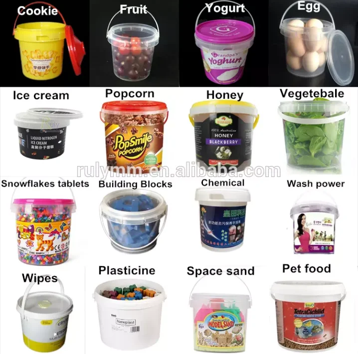 clear white transparent ice cream packing pail small 1l plastic