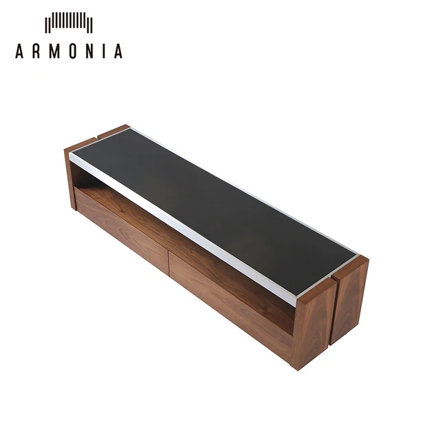 Professional Aluminum Frame And Glass Table Modern Led Tv Stand Furniture Design