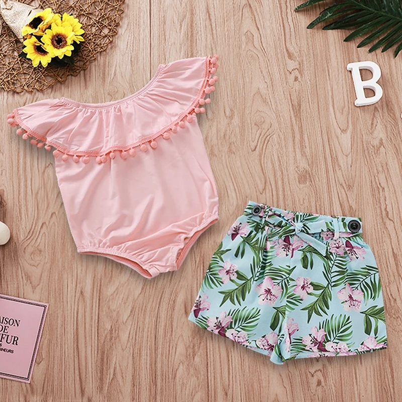 Toddler Kids Baby Girls summer Outfits Clothes Pink Short Sleeve Tassel Romper Tops Shorts Pants 2pcs clothing Set, As picture
Toddler Kids Baby Girls summer Outfits Clothes Pink Short Sleeve Tassel Romper Tops Shorts Pants 2pcs clothing Set, As picture