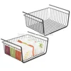 Metal Under Shelf Hanging Storage Bin Basket with Open Front for Organizing Kitchen Cabinets, Cupboards, Pantries, Shelves