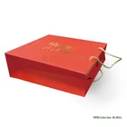 red color printing gold foil stamping customized logo wine packaging paper bag