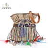 Hippie Ethnic BOHO Style Women Basket weaving plastic bags Straw Summer beach bag