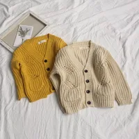 

Ivy10332A New arrival 2019 autumn winter kids solid color knitted patterns cardigan children's sweater