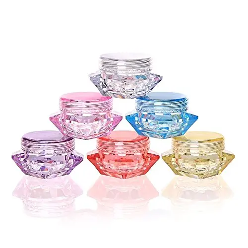 Healthcom 5 Gram/5 ML Cosmetic Sample Empty Container Plastic Clear Cosmetic Pot Jars for Eye Shadow, Nails, Powder, Jewelry,