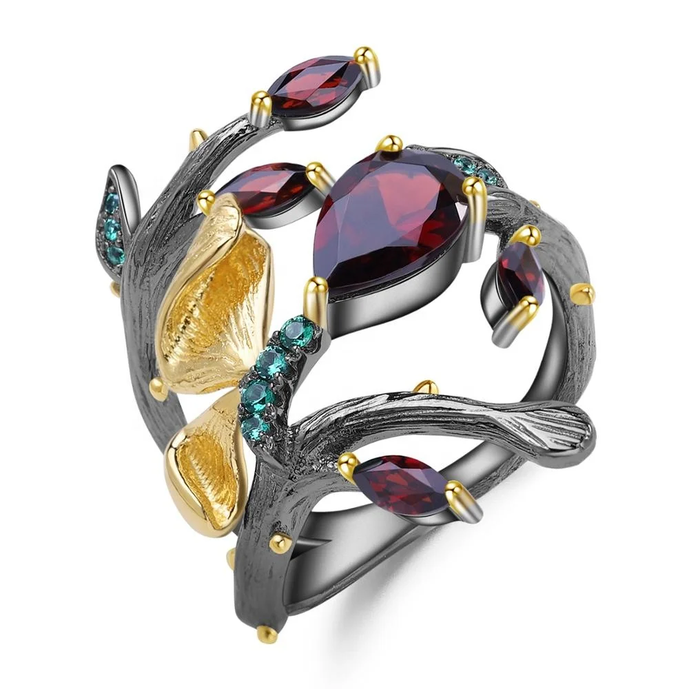 Abiding 925 Sterling Silver Handmade Gold Plated Butterfly Ring Natural Red Garnet Rings for Women
Abiding 925 Sterling Silver Handmade Gold Plated Butterfly Ring Natural Red Garnet Rings for Women