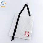 White color custom logo printing tyvek tote shopping bag with black handle