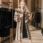 XuXin 2019 oem Women's fashion clothing long plus size denmark coffee suede fur winter coat with hat fur collar
