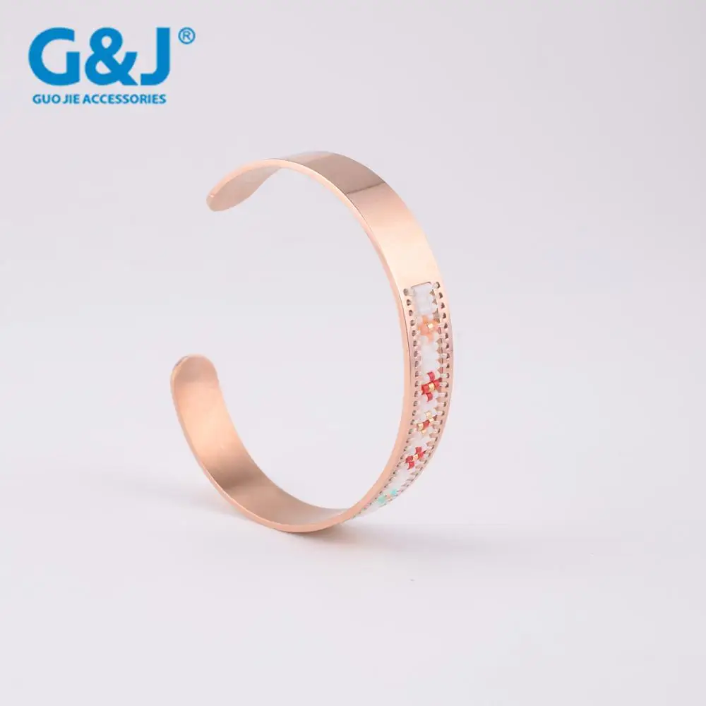 GuoJie brand wholesale fashion jewelry 18k gold plated bangles stainless steel bangle bracelets
