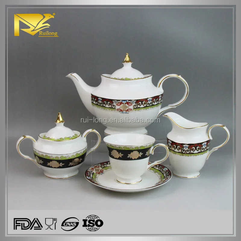 Drinkware ceramic supplier tea set, modern fine china tea set, ceramic tea set made in china