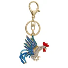 Wholesale 3d rhinestone metal cock key ring keychain