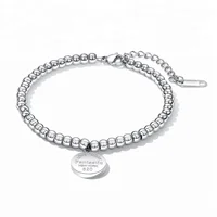 

MECYLIFE Engraved Round Circle Charms Women's Custom Bead Bracelets