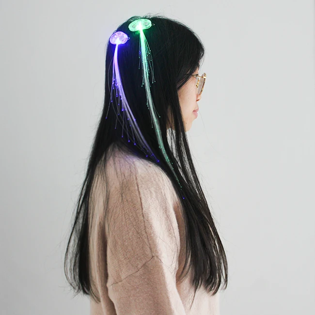 wholesale cheap led hair clip/ led fiber optic light hair/ led