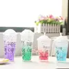 Creative Eco-Friendly 550ML Summer Double Plastic Straw Ice Water Bottle for Outdoor