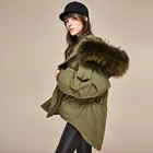 Fashion Winter Coat Parka Hood And Real Fox Fur military jacket woman