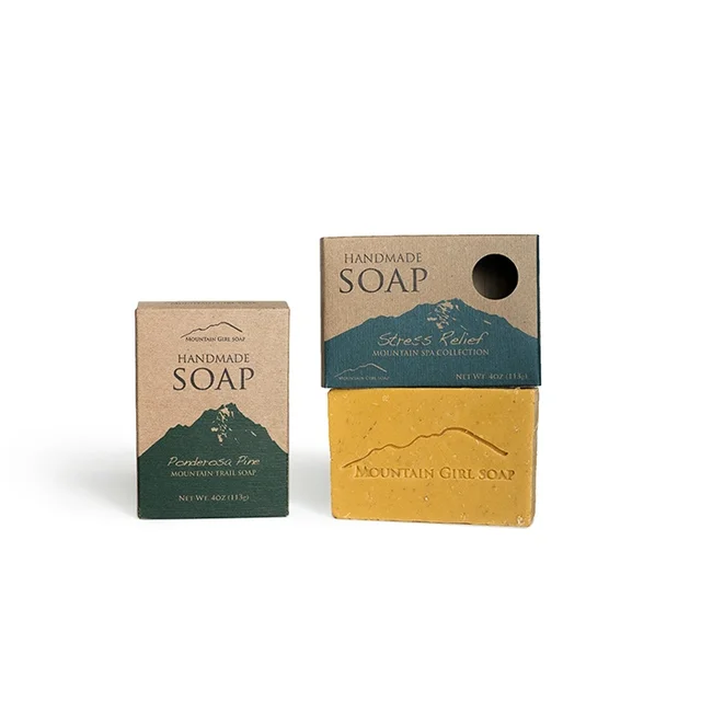 factory customized printing brown kraft paper soap packaging