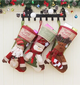 holiday santa snowman reindeer christmas gift bag hanging socks