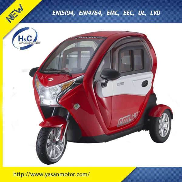 Luxury  1500W 60V 45Ah  SLA Pure battery Closed Electric Tricycles With passenger seat
