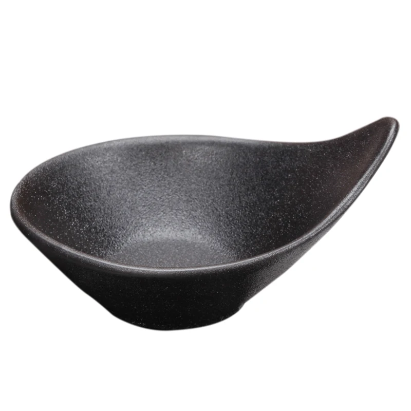 Matte Japanese Style Ceramic Unique shape sauce plate dish with Handle, Glossy black
Matte Japanese Style Ceramic Unique shape sauce plate dish with Handle, Glossy black