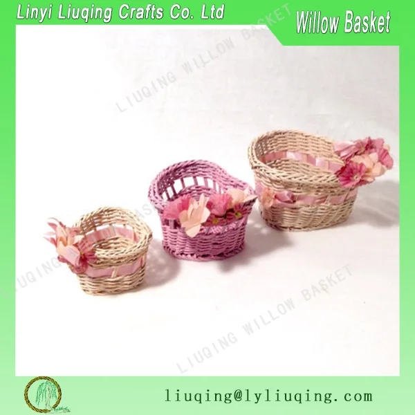 anniversary country chic wicker heart shape floral gift basket