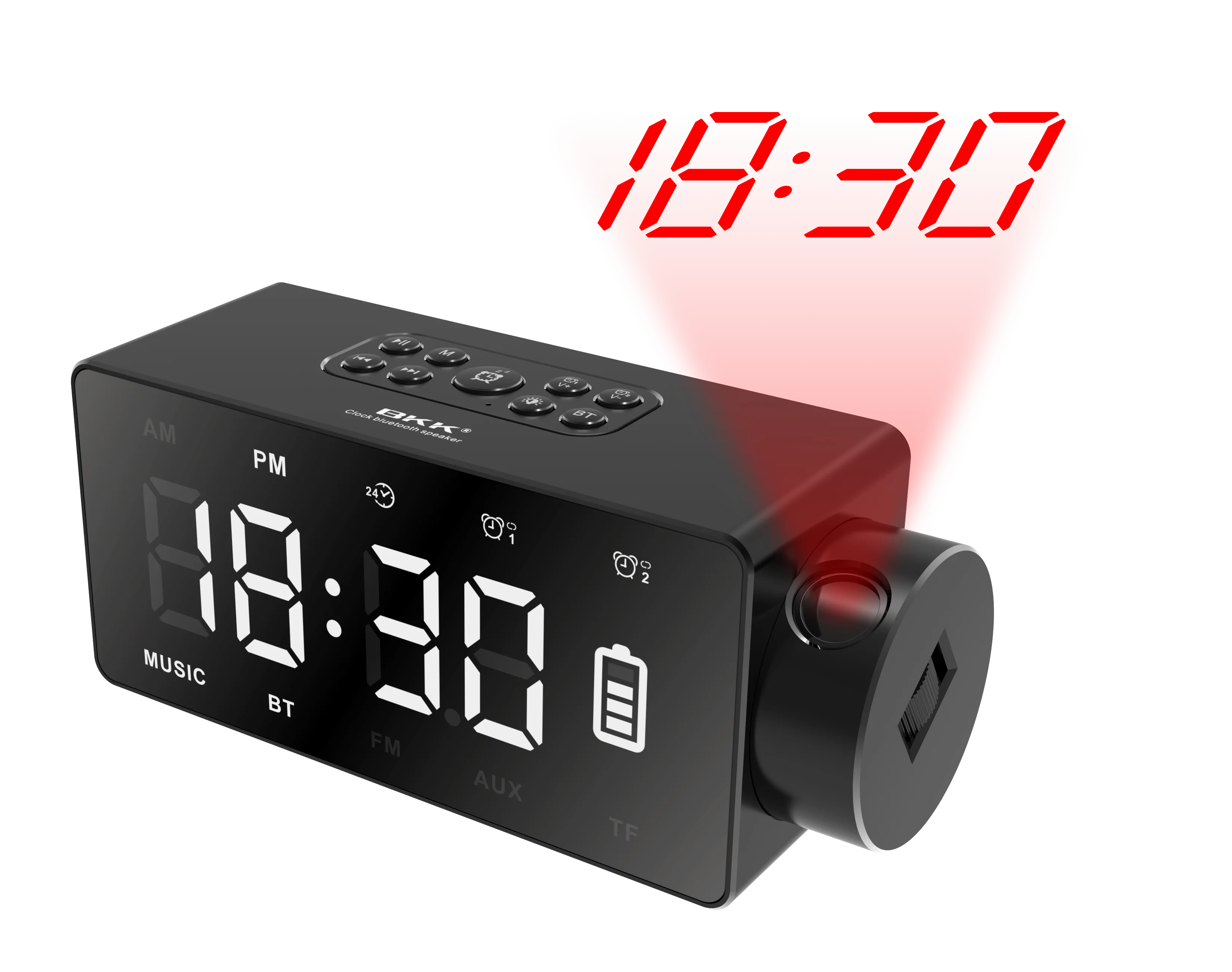 Projection Alarm Clock Radio with TF card BT Clock (S90) - ANKUX.COM