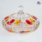 Wholesale Colored Glassware Decorative Sprayed Glass Plate with Cover