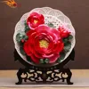 Handmade peony ceramic plate paintings of flowers ceramic plate