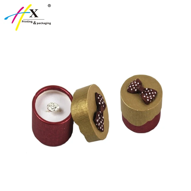 round fancy paper gift box cardboard jewelry ring case