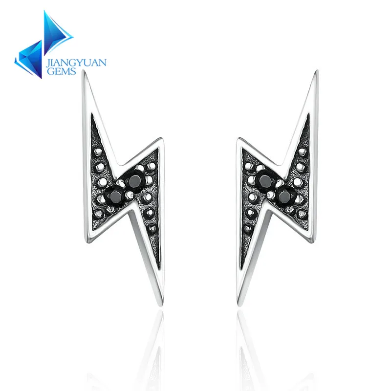 New Arrival 100% 925 Sterling Silver Lightning & Black CZ Stud Earrings for Women Jewelry
New Arrival 100% 925 Sterling Silver Lightning & Black CZ Stud Earrings for Women Jewelry