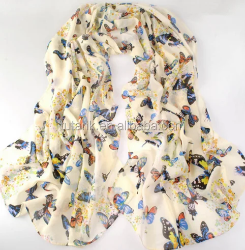 new fashion style butterfly Scarves women's scarf long shawl spring silk pashmina chiffon infinity scarf