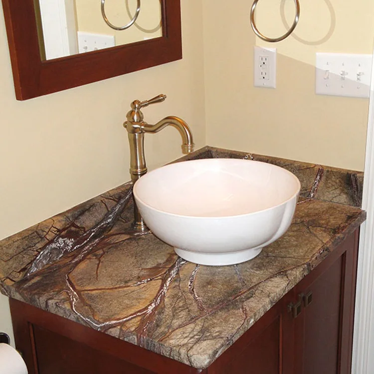 Indian Rain Forest Brown Marble Table Tops Lowes Bathroom