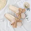 Bow tie beige suede casual fashionable women shoes lady flat sole shoes for summer