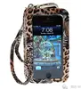 Leopard Pu Leather Clutch Clip Wristlet Clear Window Cell Phone Wallet
