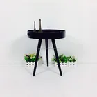 Modern MDF small round pallet 2 color wooden coffee table modern with handle