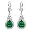 Fashion 925 Sterling Silver Emerald Drop Earrings Dangle