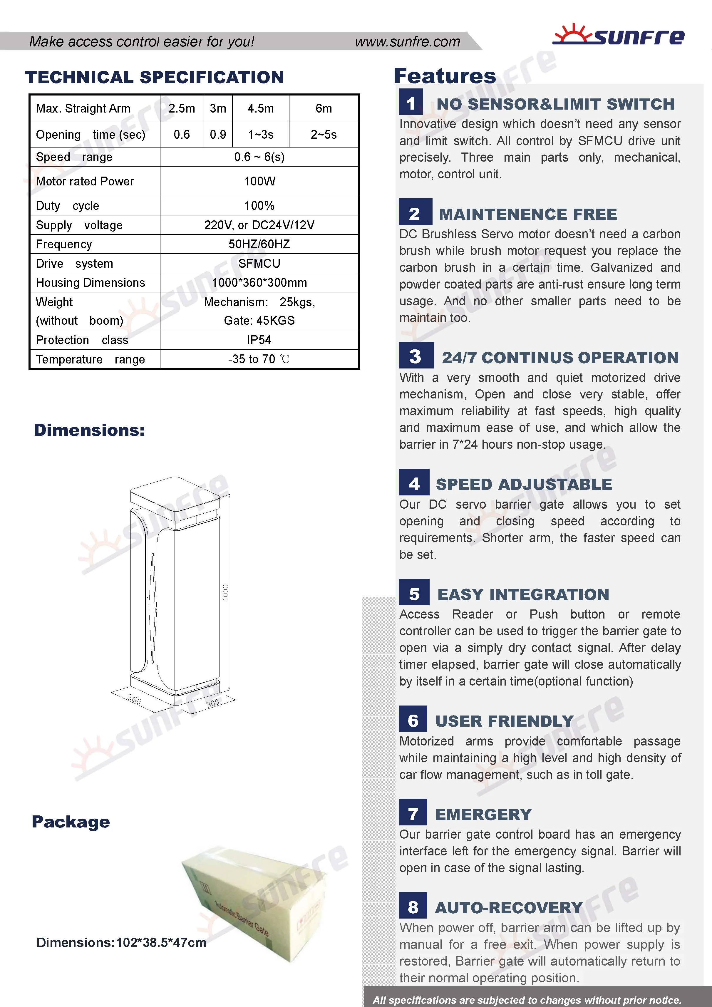 DC-Servo Barrier Gate S10