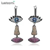 LUOTEEMI European Unique Fashion Ear Nose Mouth Connected Charm CZ Micro Pave Setting Chandelier Girls Earring