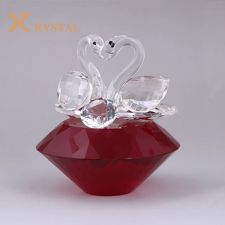 2019 decorative crystal glass animal sculpture swan for wedding