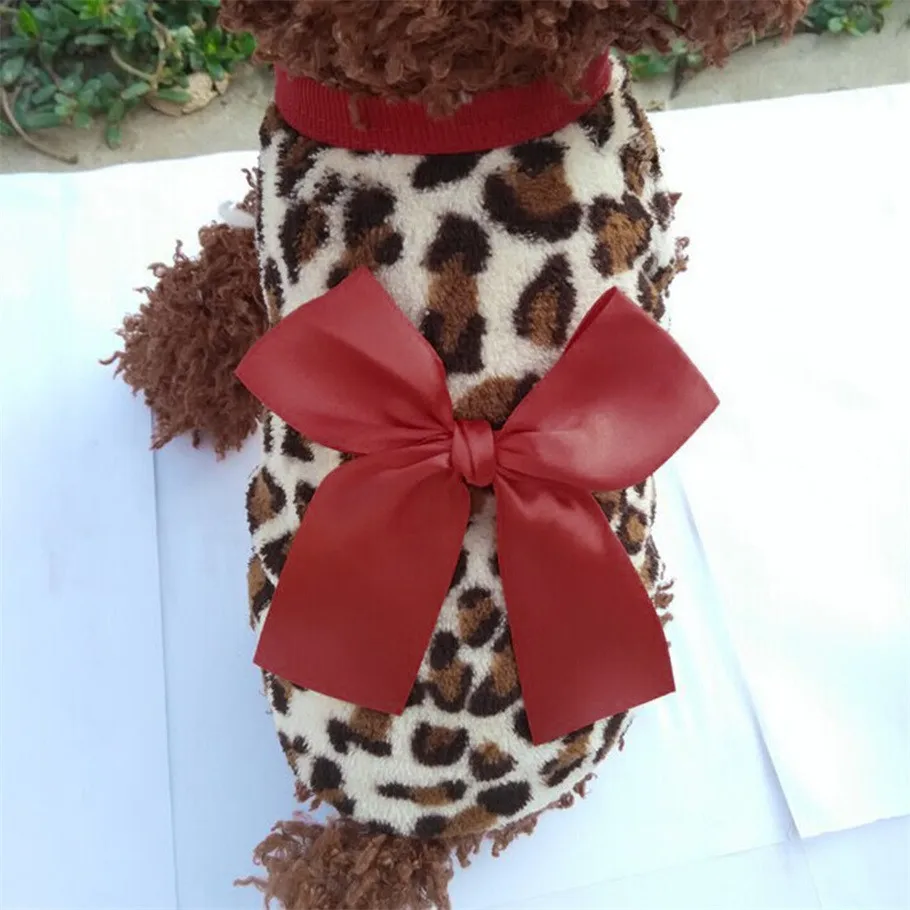 New Pet Dog Puppy Cat Winter Leopard Clothes Cute T-Shirt Soft Warm Coat hot selling