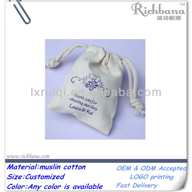 muslin jewelry bag with drawstring