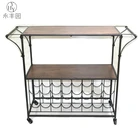 Metal Iron Wooden Top Storage Display Shelf Shelving With Wheel Carts Trolleys